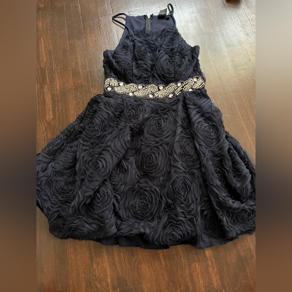 Elegant Black Rosette Kids Dress